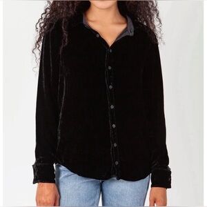 CP SHADES Size Small “Romy” Velvet Long-Sleeve Button Down